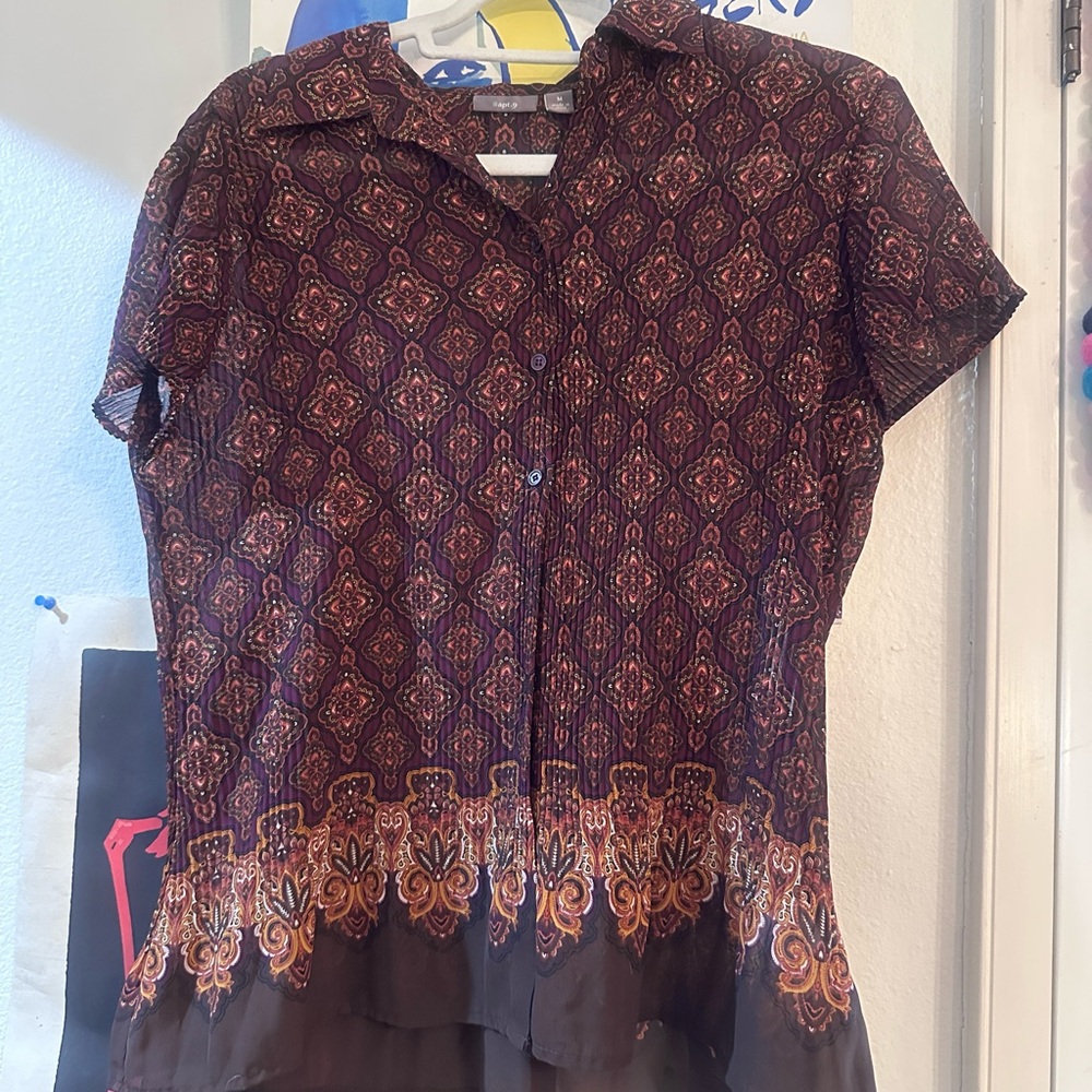 Vintage patterned 70s see through top